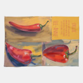 Botanical Watercolor Chillie Kitchen  キッチンタオル (横)