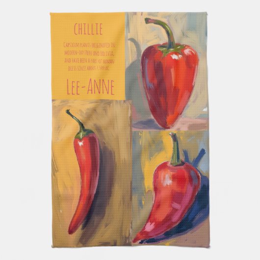 Botanical Watercolor Chillie Kitchen  キッチンタオル (縦)