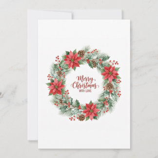 Botanical Watercolor Christmas Wreath Card シーズンカード