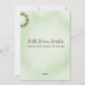 Botanical Watercolor Christmas Wreath Card シーズンカード (裏面)