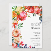 Botanical watercolor colorful floral Bridal Shower 招待状 (正面)
