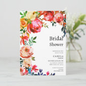 Botanical watercolor colorful floral Bridal Shower 招待状 (スタンド正面)