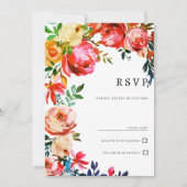 Botanical watercolor colorful floral RSVP  招待状 (正面)