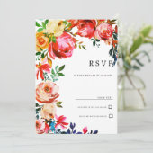 Botanical watercolor colorful floral RSVP  招待状 (スタンド正面)