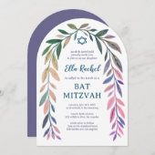 Botanical Watercolor CUSTOM Bar Bat Mitzvah Arch 招待状 (正面/裏面)