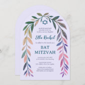 Botanical Watercolor CUSTOM Bar Bat Mitzvah Arch 招待状 (正面/裏面)