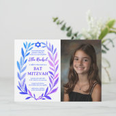 Botanical Watercolor CUSTOM PHOTO Bat Bar Mitzvah 招待状 (スタンド正面)