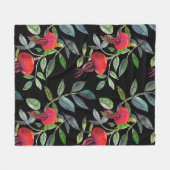 Botanical watercolor drawing dogrose pattern. Brig フリースブランケット (正面(横))