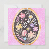 Botanical Watercolor Easter Egg with Modern Gold  シーズンカード (正面)