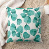 Botanical Watercolor Eucalyptus Leaves クッション (ブランケット)