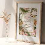 Botanical Watercolor Floral Welcome Baby Shower ポスター<br><div class="desc">Set up for a baby shower, but you can change all of the event information to suit your own occasion. Elegant, vintage botanical roses and peonies with beautiful song birds create an exquisite secret garden design. All the antique illustrations were painted in watercolor and were cut apart are combined to...</div>