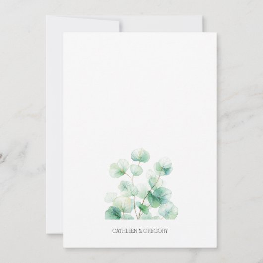 Botanical Watercolor Greenery Eucalyptus Wedding 招待状 (裏面)