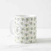 Botanical Watercolor Greenery Leaves Initial T コーヒーマグカップ (正面左)