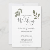 Botanical watercolor leaves wedding invitation セーブザデート (正面)
