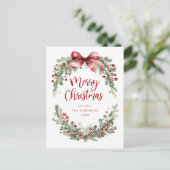 Botanical Watercolor Merry Christmas シーズンポストカード (スタンド正面)