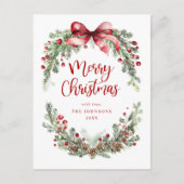 Botanical Watercolor Merry Christmas シーズンポストカード (正面)