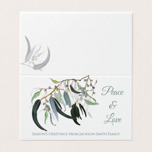 Botanical Watercolor Peace Love Christmas Card (外部フラット)