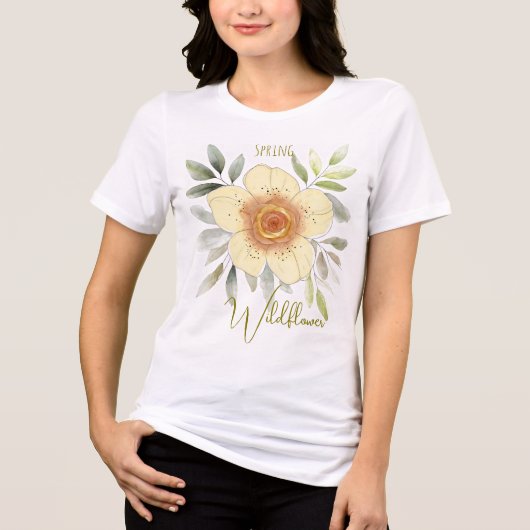 Botanical Watercolor Spring Wildflower Custom トライブレンドＴシャツ (正面)