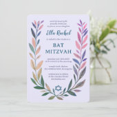 Botanical Watercolor Star of David Bar Bat Mitzvah 招待状 (スタンド正面)