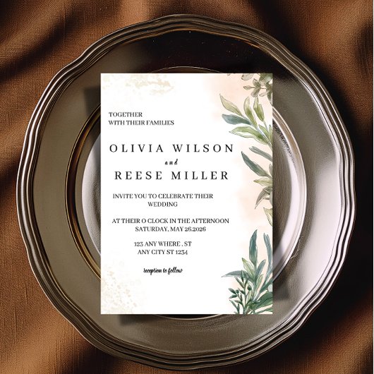 Botanical Watercolor Wedding Invitation  招待状