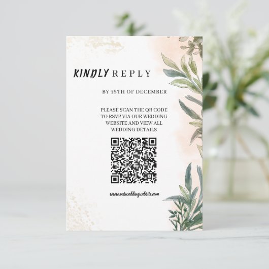 Botanical Watercolor Wedding RSVP Card  (スタンド正面)