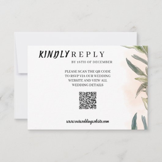 Botanical Watercolor Wedding RSVP Card  (正面)