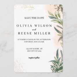 Botanical Watercolor Wedding Save the Date 招待状