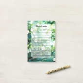 Botanical Watercolor White Blossoms Green Leaves ポストイット (デスク上)