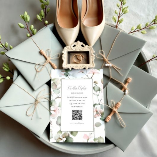 Botanical Watercolour Eucalyptus Wedding RSVP Card