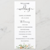 Botanical Watercolour Floral Lily Wedding プログラム (正面)