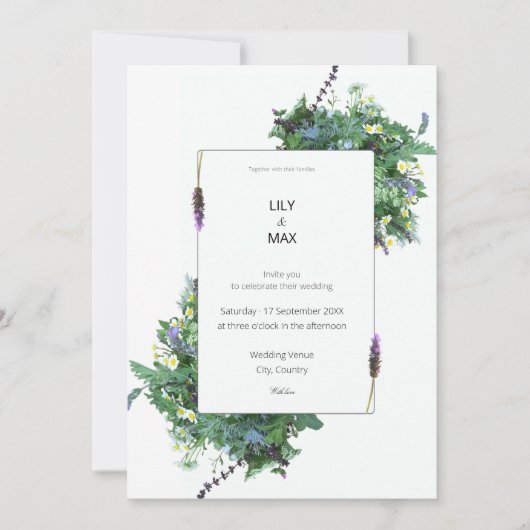 Botanical Wedding Invitation | Elegant Wildflower  招待状 (正面)