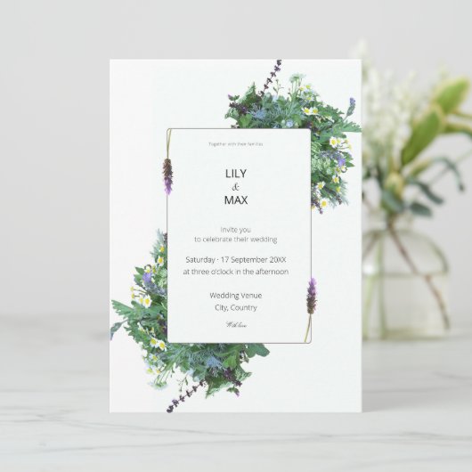 Botanical Wedding Invitation | Elegant Wildflower 招待状 (スタンド正面)