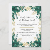Botanical Wedding Invitation with Green Leaves 招待状 (正面)