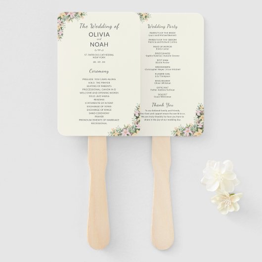 Botanical wedding program ハンドファン (正面&裏面)