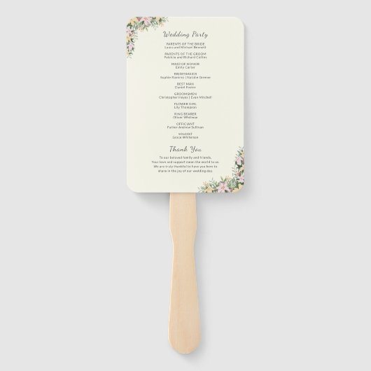 Botanical wedding program ハンドファン (裏面)