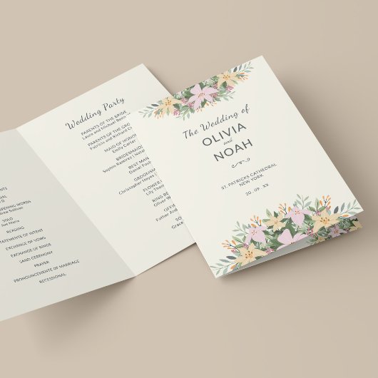 Botanical wedding program - boho folded card カード