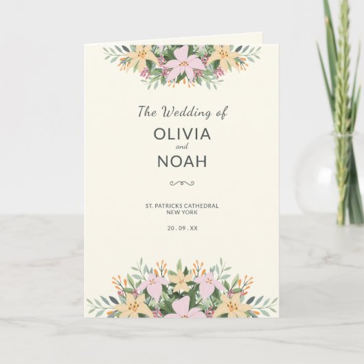 Botanical wedding program - boho folded card カード (正面)