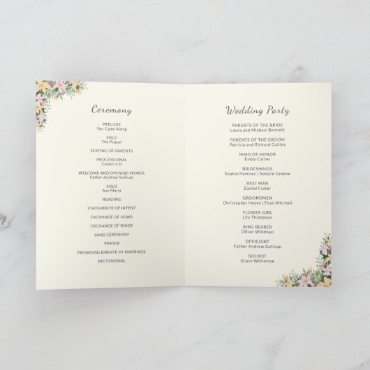 Botanical wedding program - boho folded card カード (内部)