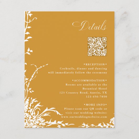 Botanical Wedding QR Code Details Amber エンクロージャーカード (正面)