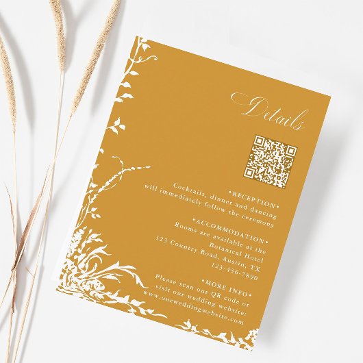Botanical Wedding QR Code Details Amber エンクロージャーカード