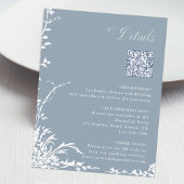 Botanical Wedding QR Code Details Dusty Blue  エンクロージャーカード