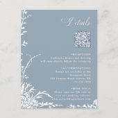 Botanical Wedding QR Code Details Dusty Blue  エンクロージャーカード (正面)