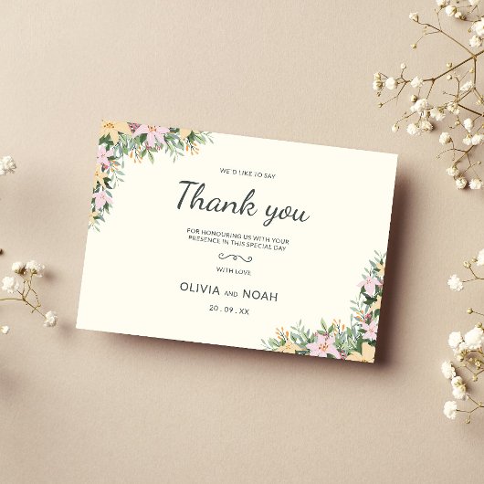 Botanical wedding thank you card - boho style サンキューカード