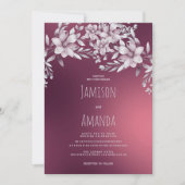 Botanical white  burgundy floral gradient Wedding 招待状 (正面)