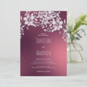 Botanical white  burgundy floral gradient Wedding 招待状 (スタンド正面)