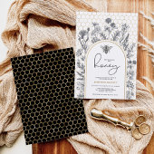 Botanical Wildflower Bee Honeycomb Bridal Shower 招待状