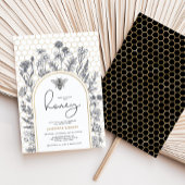 Botanical Wildflower Bee Honeycomb Bridal Shower 招待状