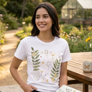 Botanical Wildflower Butterfly T-Shirt トライブレンドTシャツ