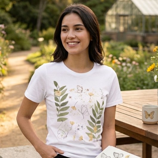 Botanical Wildflower Butterfly T-Shirt トライブレンドTシャツ