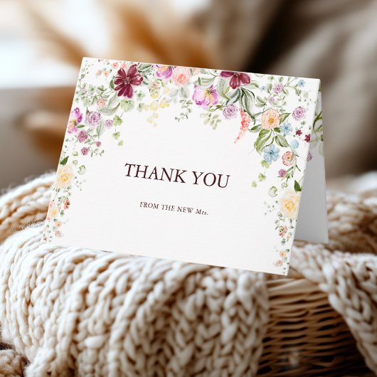 Botanical Wildflower Garden Wedding Thank You サンキューカード